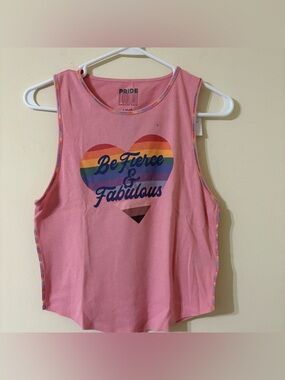 american eagle large fitted semi cropped pride collection tank